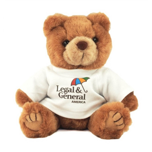 8" Brown Kirby Bear with t-shirt and full color imprint